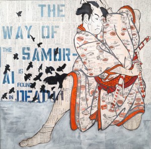 samurai #5, 36 x 36, mixed media on canvas. 2009