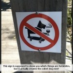 cool-dog-sign (No alcoholic skateboarding dogs allowed.)