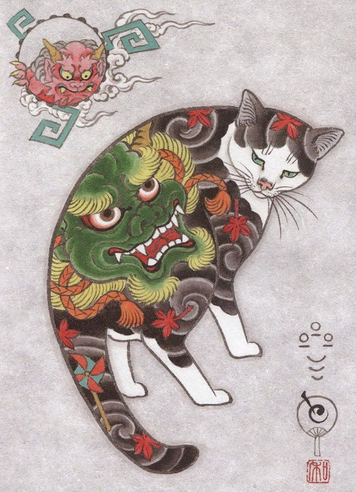 The Beaver Is A Proud And Noble Animal Japanese Tattoo Paintings Monmon Cats Kazuaki Horitomo 28